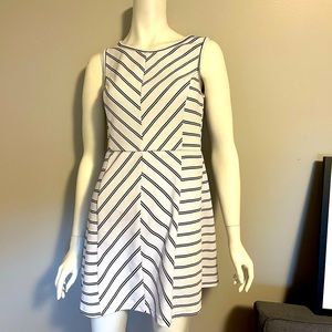 White with blue stripes tennis style dress